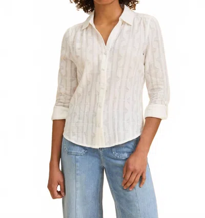 Fdj Split Neck Top In White