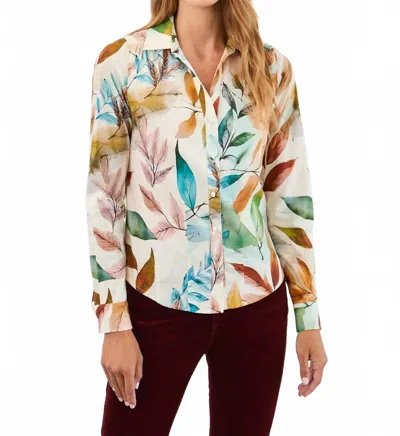 Fdj Split-neck Long Sleeve Shirt In Miriam Print In Multi