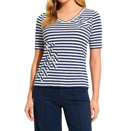 Fdj Stripe Appliqué Top In Navy/white In Black