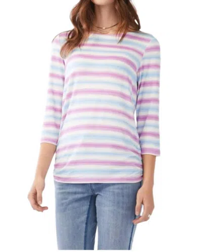 Fdj Striped Three Quarter Sleeve Top In Multi
