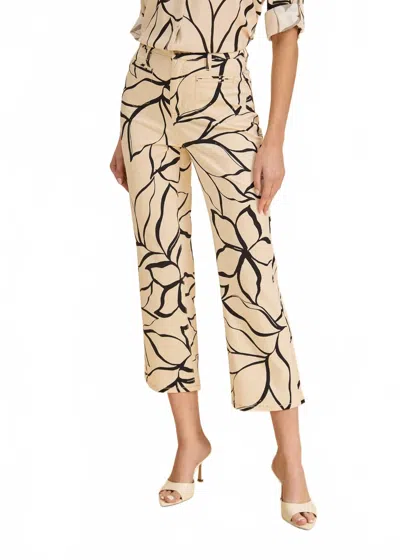 Fdj Suzanne Printed Boot Crop Pants In Sand Plumeria In Multi