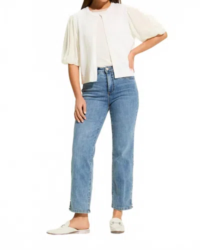 Fdj Suzanne Straight Ankle Denim Jeans In Vintage Wash With Pearl In Blue