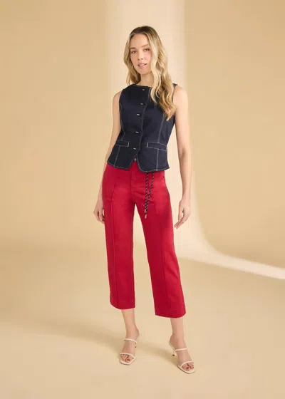 Fdj Suzanne Straight Crop Denim Pants In Lava Red In Multi