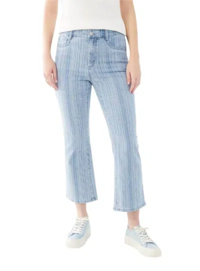 Fdj Suzanne Textured Stripe Boot Crop Jeans In Blue/white