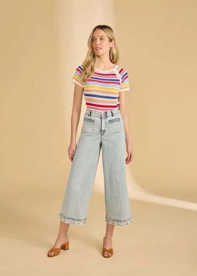 Fdj Suzanne Wide Crop Denim Pants In Ocean In Blue