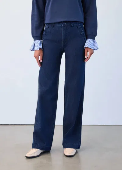 Fdj Suzanne Wide Leg Trouser Jean In Dark Blue