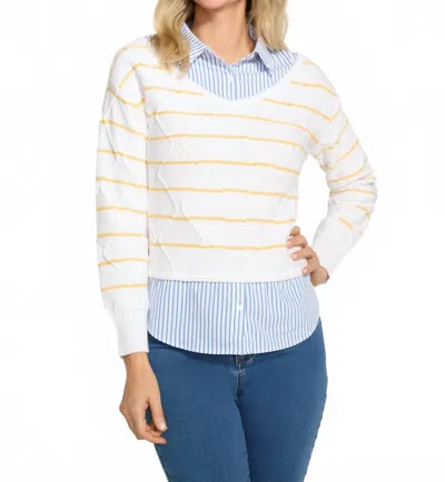 Fdj Sweater Blouse Combo In Yellow In White