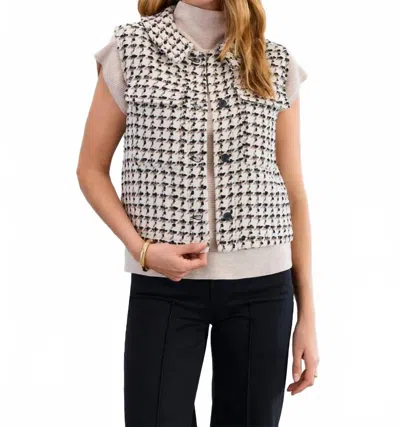 Fdj Taytum Tweed Vest In Ivory And Black In White