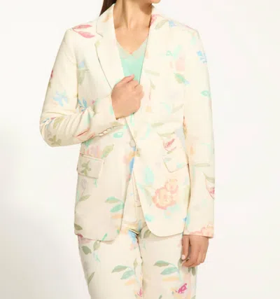 Fdj Textured Printed Blazer In Cream In Animal Print