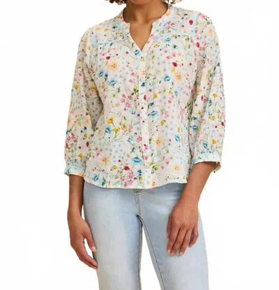 Fdj Three Quarter Sleeve Shirt In Spring Solstice Floral In Multi