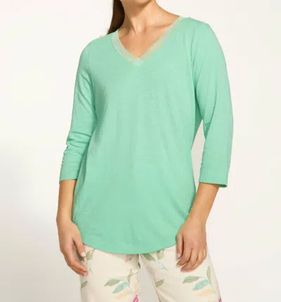 Fdj Three-quarter Sleeve V-neck Tee In Patina
