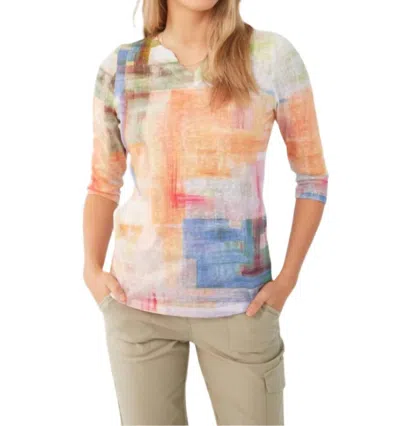 Fdj Three Quarter Sleeve V-neck Top In Multi