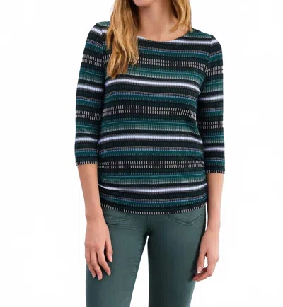 Fdj Three-quarters Sleeve Ruched Top In Cool Brixton In Green