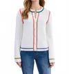 Fdj Tipping Cotton Cardigan In Creme In White