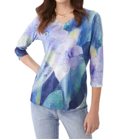 Fdj V-neck Floral Top In Botanical Layer In Multi