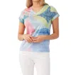 Fdj V Neck Short Sleeve Top In Painted Tile In Blue