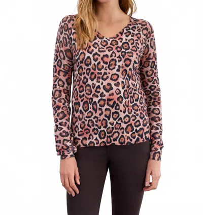 Fdj V-neck Pointelle-sleeve Sweater In Light Leopard In Multi