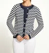 Fdj Wave Stitch Cardigan In Navy White