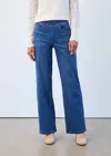Fdj Wide Leg Pull On Jeans In Silver Check Statement Denim In Blue