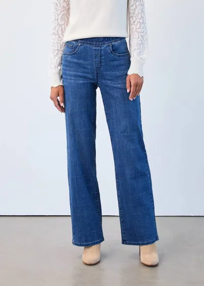 Fdj Wide Leg Pull On Jeans In Silver Check Statement Denim In Blue