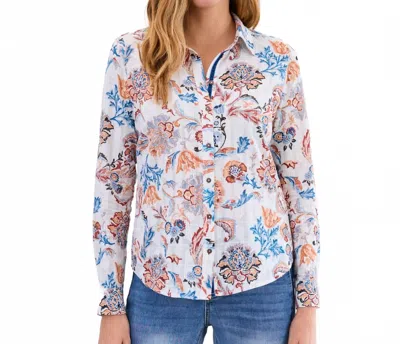 Fdj Women's Classic Long Sleeve Top In Ivory In Animal Print