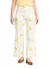 Fdj Olivia Wide Ankle Denim Pant In Lemon Print In Yellow