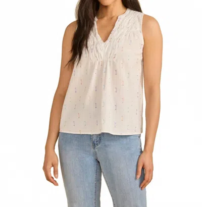 Fdj Women's Sleeveless V-neck Blouse In White Spark In Multi