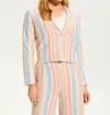 Fdj Yarn Dye Striped Crop Blazer In Aperol Stripe In Multi