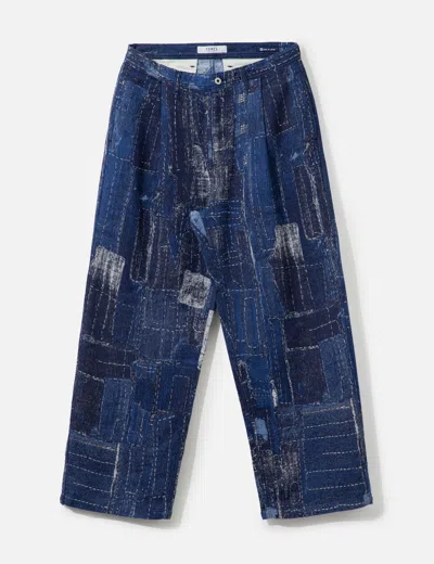 Fdmtl Boro Jacquard Wide Pants Rinse In Blue
