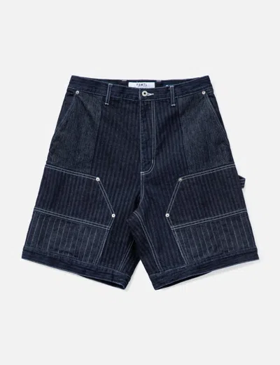 Fdmtl Patchwork Double Knee Shorts Rinse In Blue