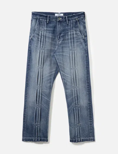 Fdmtl Pleats Denim Pants 3yr Wash In Blue