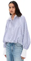 Fe Noel Lyte Poet Shirt Navy & Bone Stripe