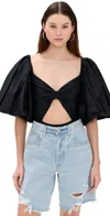 Fe Noel Puff Sleeve Bodysuit Black In Black