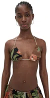Fe Noel Triangle Bungee Bra Palm Jacquard