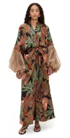 Fe Noel Wilted Sleeve Robe Palm Jacquard
