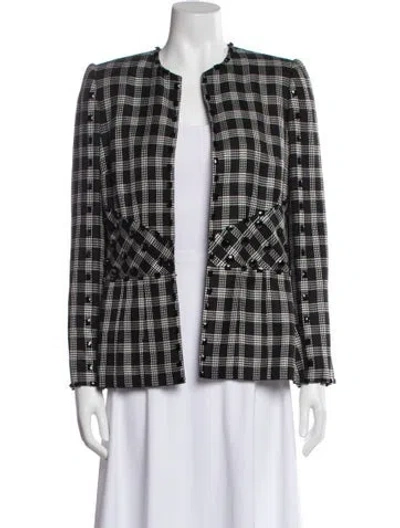 Pre-owned Fe Zandi Plaid Print Evening Jacket In Black