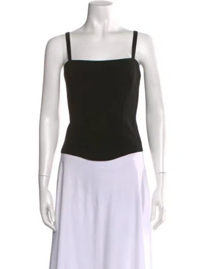 Pre-owned Fe Zandi Square Neckline Sleeveless Crop Top In Black