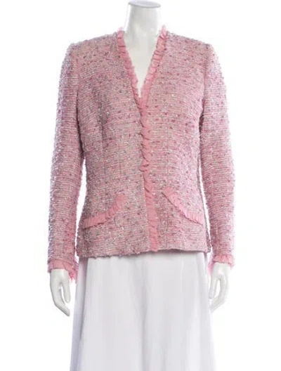 Pre-owned Fe Zandi Tweed Pattern Blazer In Pink