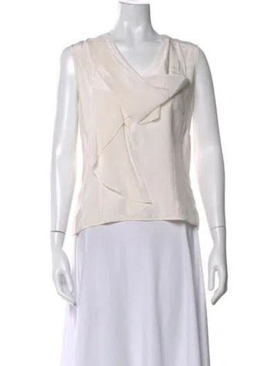 Pre-owned Fe Zandi V-neck Sleeveless Blouse In Neutral