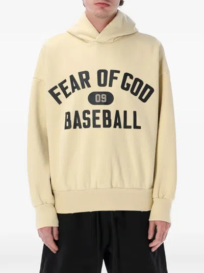 Fear Of God Hooded Baseball Knit Long Sleeve Sweater In Yellow