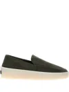 Fear Of God Slip-on Round Toe Suede Sneakers In Green