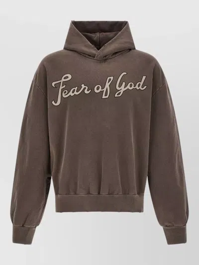 Fear Of God 26 Raglan Hoodie Relaxed Fit Ribbed Cuffs In Brown