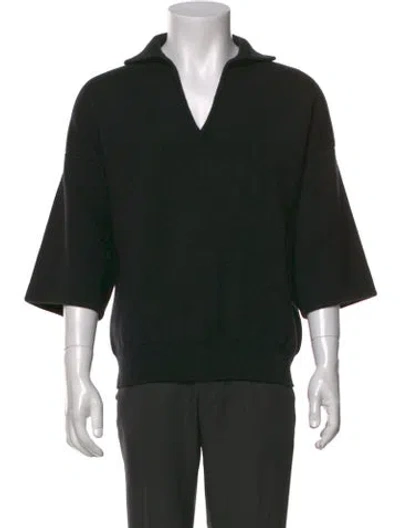 Pre-owned Fear Of God 3/4 Sleeve Polo Virgin Wool Pullover W/ Tags In Brown