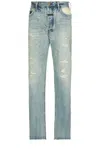 Fear Of God Repaired Classic Jeans With Vintage Hand-distressing In Repaired Medium Indigo