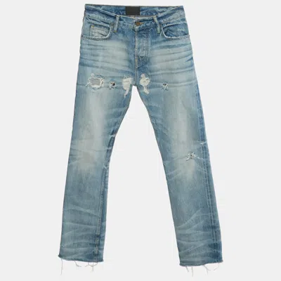 Pre-owned Fear Of God 7th Collection Blue Ripped Denim Jeans Xs/waist 28"
