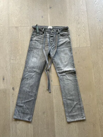 Pre-owned Fear Of God $895+  Belted Denim Straight Jeans Sixth New In Gray