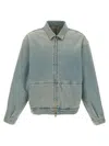 Fear Of God Drop Shoulder Zipped Denim Jacket In Blue