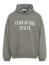 Fear Of God Hooded Sweatshirt With Relaxed Fit And Statement Text In Gray
