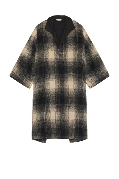 Fear Of God Alpaca Wool Polo Collar Poncho In Black,cream