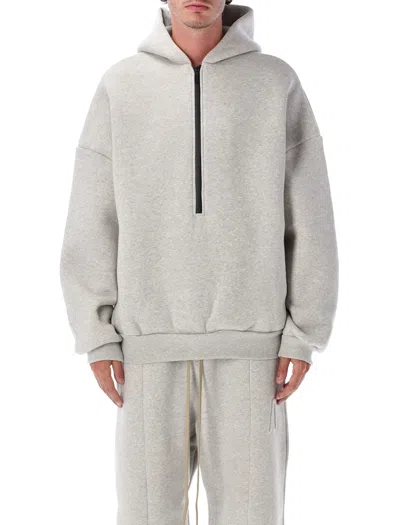 Fear Of God Grey Cotton Blend Zip Hoodie In Gray